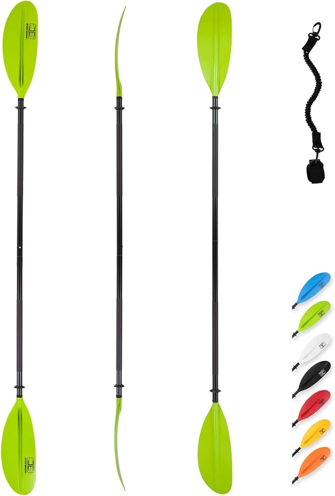 OCEANBROAD Kayak Paddle 86in/218cm, 90.5in/230cm, 95in/241cm Alloy Shaft Kayaking Boating Canoeing Oar with Paddle Leash-StrideForce Fitness