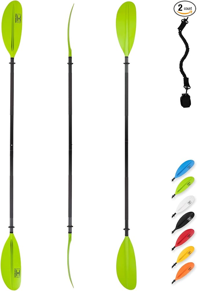 OCEANBROAD Kayak Paddle 86in/218cm, 90.5in/230cm, 95in/241cm Alloy Shaft Kayaking Boating Canoeing Oar with Paddle Leash-StrideForce Fitness