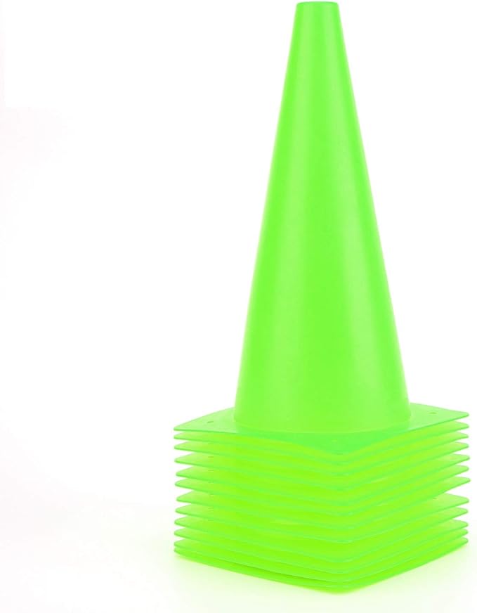 12 Inch Traffic Training Cones, Plastic Safety Parking Cones, Agility Field Marker Cones for Soccer Basketball Football Drills Training, Outdoor Sport Activity & Festive Events - 6 Colors-StrideForce Fitness