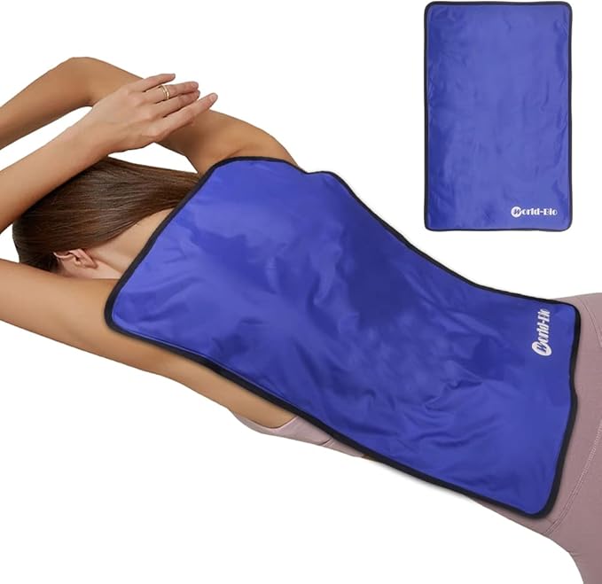 Extra Large Ice Pack for Injuries Reusable, Physical Therapy Cold Pack w/2 Straps for Full Back Knee Pain Relief, Hot Cold Compress Gel Ice Wrap for Swelling, Bruises, Large Ice Pad 23.2" x 14.5" Blue-StrideForce Fitness