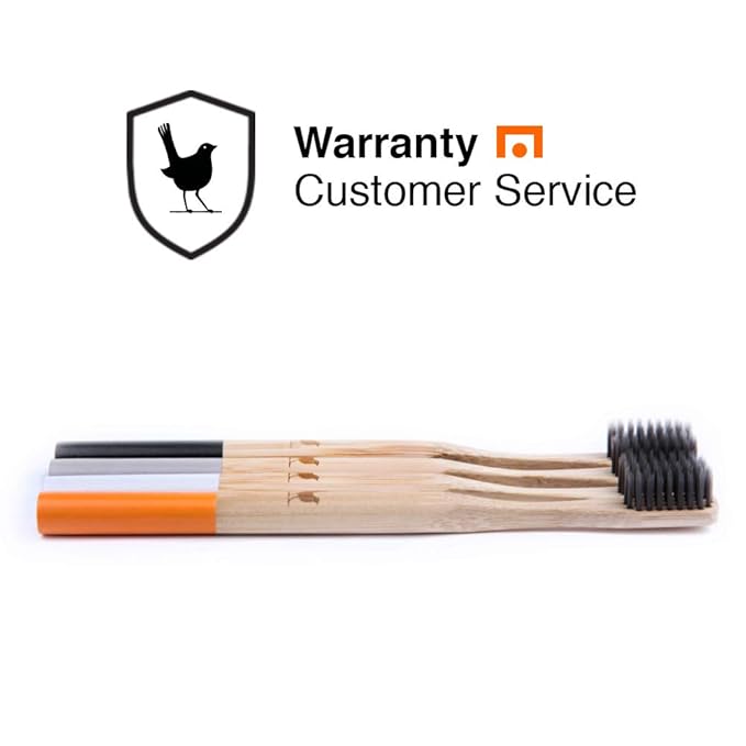 Bamboo Toothbrush with Soft Charcoal Infused Bristles, New Set of 4 Eco Friendly Toothbrushes, BPA Free and Tongue Scraper