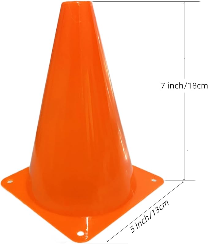 24 Pcs 7 Inch Plastic Traffic Cones, Basketball Football Drills, Skating, Sport Training Agility Markers, Indoor Outdoor Games, Multicolor-StrideForce Fitness