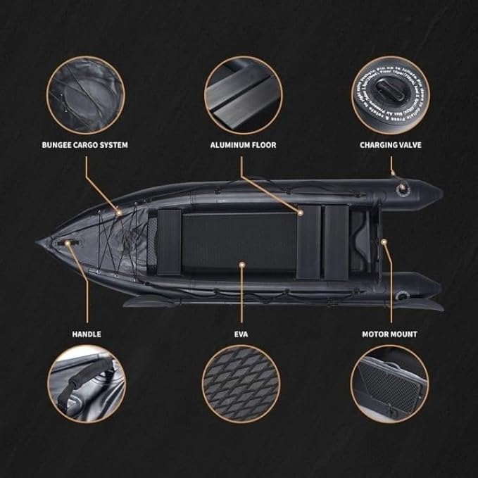 2 Person Inflatable Durable Fishing Kayak Armoured PVC Watercraft with Motor Mount Stern - 130'' x 43'' x 11.8-StrideForce Fitness