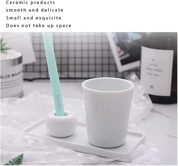 Awhale Ceramic Bathroom Cup 2Pcs, Mouthwash Cups, Toothbrush Holders, 150ml/Pcs (White)