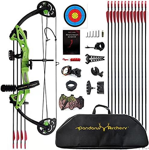 Compound Bow Archery for Youth and Beginner, Right Handed,19”-28” Draw Length,15-29 Lbs Draw Weight, 260 fps-StrideForce Fitness