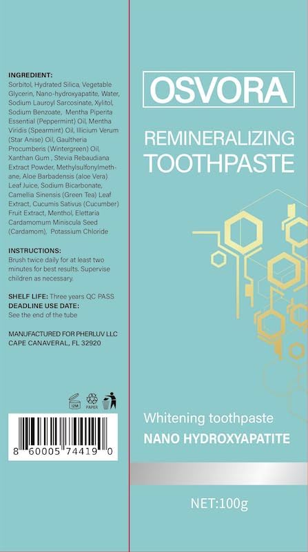 Fluoride Free Toothpaste, Nano Hydroxyapatite Toothpaste, Remineralizing Natural Teeth Whitening Tooth Repair, Appropriate for Sensitive Teeth