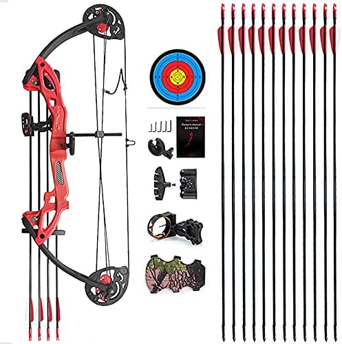 Compound Bow Archery for Youth and Beginner, Right Handed,19”-28” Draw Length,15-29 Lbs Draw Weight, 260 fps-StrideForce Fitness