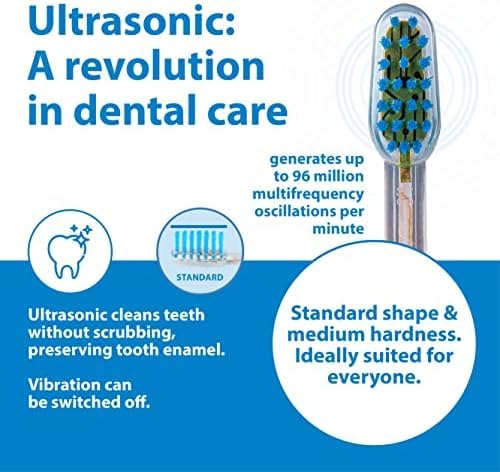 Emmi-dent Electric Ultrasonic Toothbrush Set with Gentle 100% Ultrasound Cleaning Technology. Ideal for Sensitive Teeth & Gums, Plaque Removal and More! Includes Nano-Bubble Toothpaste. Rechargeable.