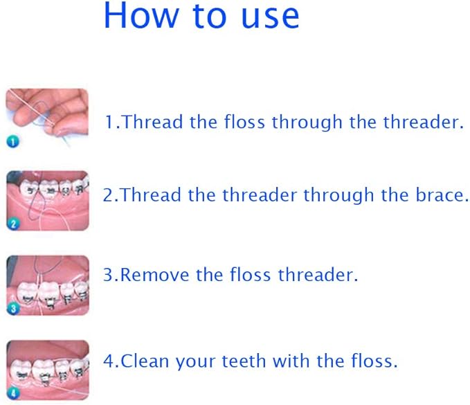 EasyHonor Dental Floss Threaders for Braces, Bridges, and Implants,Green, 300 Count (6 Pack)
