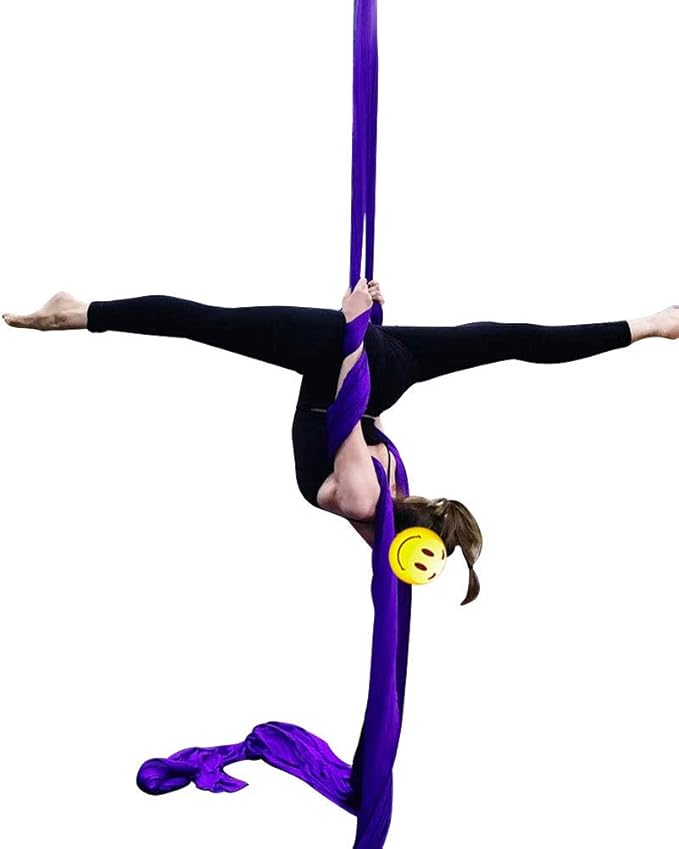 DASKING Aerial Silks Starter Kit - Durable 11Yards of Aerial Yoga Hammock with Hardware, Aerial Swing for Acrobatic Flying Yoga & All Levels (Aerial Rigging Point Up to 14ft)-StrideForce Fitness
