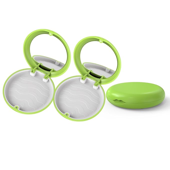 2 Pack Retainer Case with Mirror, Fashion Orthodontic Slim Night Guard Cases, Portable Mouth Guard Storage Case for Travel