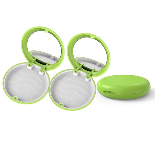 2 Pack Retainer Case with Mirror, Fashion Orthodontic Slim Night Guard Cases, Portable Mouth Guard Storage Case for Travel