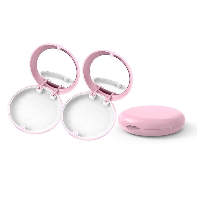 2 Pack Retainer Case with Mirror, Fashion Orthodontic Slim Night Guard Cases, Portable Mouth Guard Storage Case for Travel
