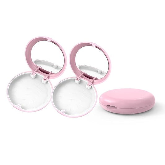 2 Pack Retainer Case with Mirror, Fashion Orthodontic Slim Night Guard Cases, Portable Mouth Guard Storage Case for Travel