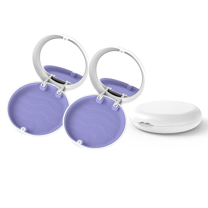 2 Pack Retainer Case with Mirror, Fashion Orthodontic Slim Night Guard Cases, Portable Mouth Guard Storage Case for Travel