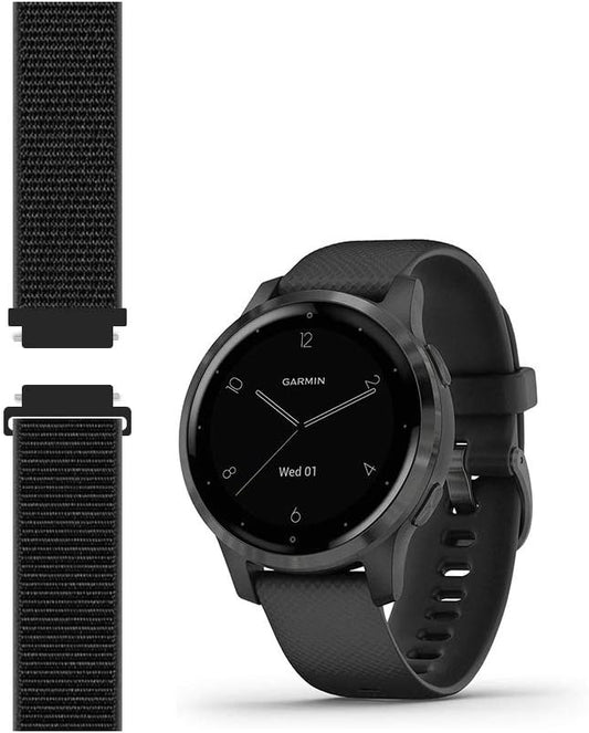 Sport Mesh Strap Compatible with Garmin vivoactive 4S/Venu 2S Smartwatch Replacement Woven Nylon Wristband Quick Release 18mm