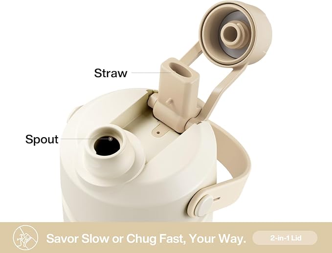 26 oz Insulated Water Bottle with 2-in-1 Straw and Spout Lid, Keep Cold 24H, Leak-Proof, Fits in Car Cup Holder, Stainless Steel Water Bottle for Sports, Gym, Travel, and School (Mousse)-StrideForce Fitness