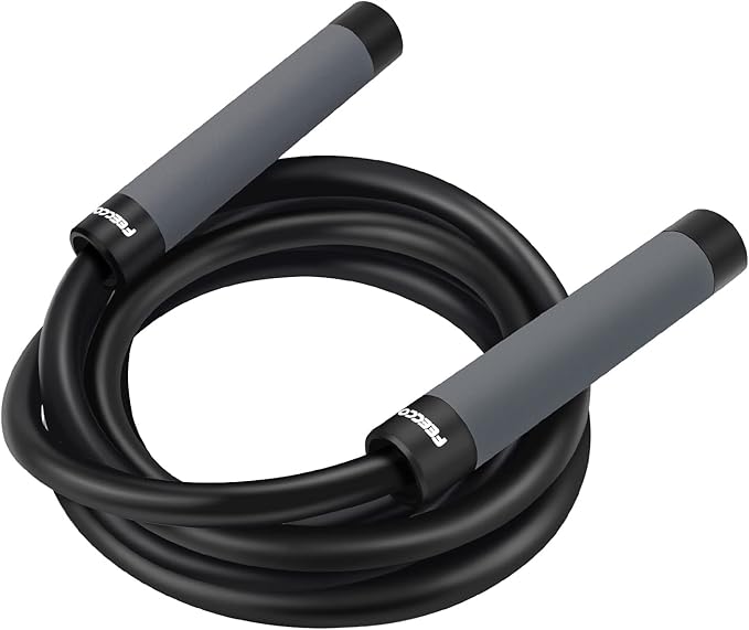 FEECCO Weighted Jump Rope - Heavy PVC Ropes with Metal Handles and Ball Bearings-StrideForce Fitness