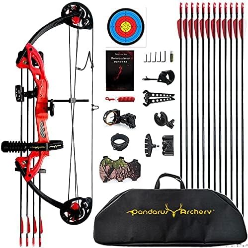 Compound Bow Archery for Youth and Beginner, Right Handed,19”-28” Draw Length,15-29 Lbs Draw Weight, 260 fps-StrideForce Fitness