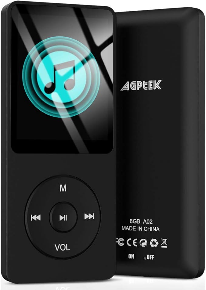 AGPTEK A02S 16GB MP3 Player, 70 Hours Playback Lossless Sound Music Player, Supports up to 128GB, Black-StrideForce Fitness