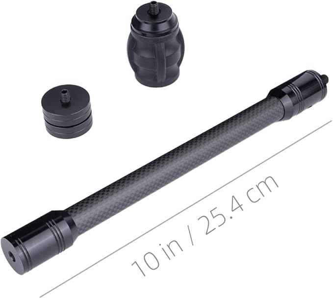 Archery Bow Stabilizer for Compound Bow, Carbon Fiber Bow Balance Bar, Damping System and Weights Kit, 6/8/10/12/in-StrideForce Fitness