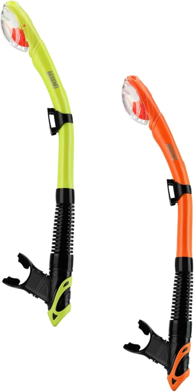 Aegend Dry Snorkel, Dive Mask Easy-Breath Free Diving Snorkel for Snorkeling Scuba Diving Freediving Swimming, with Top Dry Valve and Food-Grade Silicone Mouthpiece-StrideForce Fitness