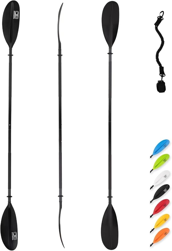 OCEANBROAD Kayak Paddle 86in/218cm, 90.5in/230cm, 95in/241cm Alloy Shaft Kayaking Boating Canoeing Oar with Paddle Leash-StrideForce Fitness