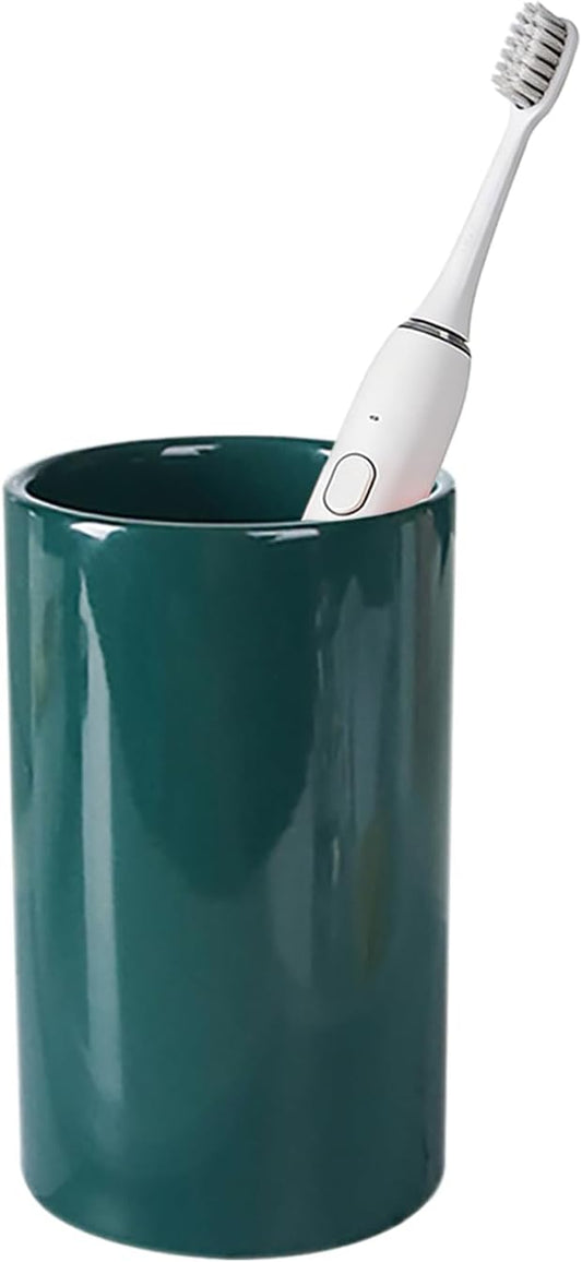 Green Ceramic Toothbrush Holders, Electric Toothbrush Holder for Toothbrushes and Toothpaste,Tumbler Cups Reusable Toothbrush Mouthwash Cup(300ml)