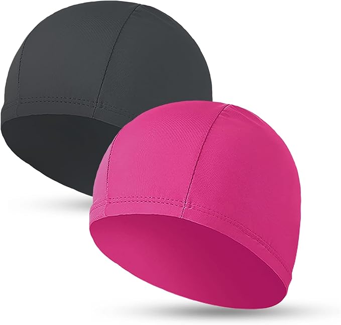 2pcs Cloth Swim Caps for Both Women & Men & Kids Fabric Durable Non-Waterproof Elastic Swimming Pool Cap Bathing Cap for Long and Short Hair-StrideForce Fitness