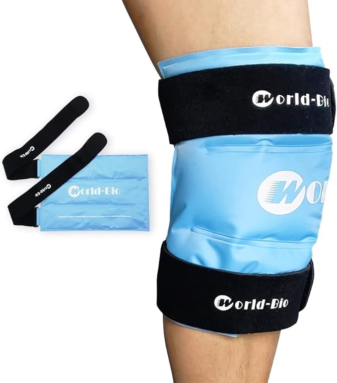 Knee Ice Pack Wrap for Pain Relief, Reusable & Flexible Gel Cold Pack for Leg Injuries, Swelling, Replacement Surgery, Hot & Cold Compress Knee Ice Wrap for Arthritis, Post-Surgery Recovery-StrideForce Fitness