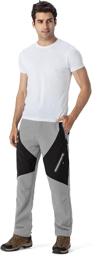 YSENTO Men's Fleece Lined Ski Snow Pants Winter Waterproof Softshell Insulated Hiking Cargo Pants-StrideForce Fitness