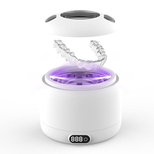 Voraiya Ultrasonic Retainer Cleaner IPX7 Waterproof Base and Denture Pod Ultra Sonic Cleaner Machine for Aligner, Retainers, Mouth Guards, Night Guards, Dental Trays Braces, Toothbrushes
