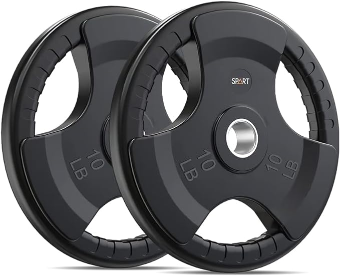 SPART Weight Plate 2-Inch Rubber Coated Olympic Grip Plate for Barbell,Solid Cast Iron Weight Plates in Pairs or Single for Strength Training,Weightlifting,Crossfit,Home Gym(5LB/10LB/25LB/35LB/45LB)-StrideForce Fitness