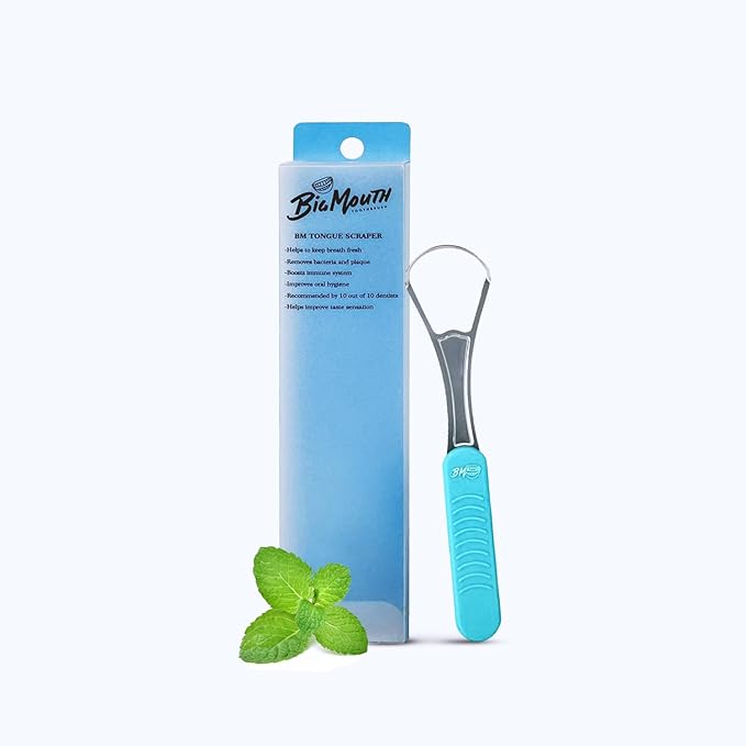 Big Mouth Tongue Scraper – Ultimate Oral Hygiene Tool for Fresh Breath and Improved Taste (Silver)
