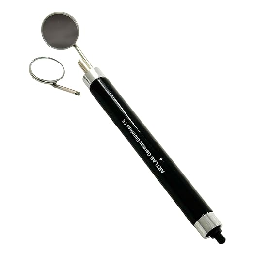 1 Each - Examination Dental Mouth Mirror Handle with Mirror Heads No. 4 + No. 5 (Black Handle) Mouth Mirror with Light