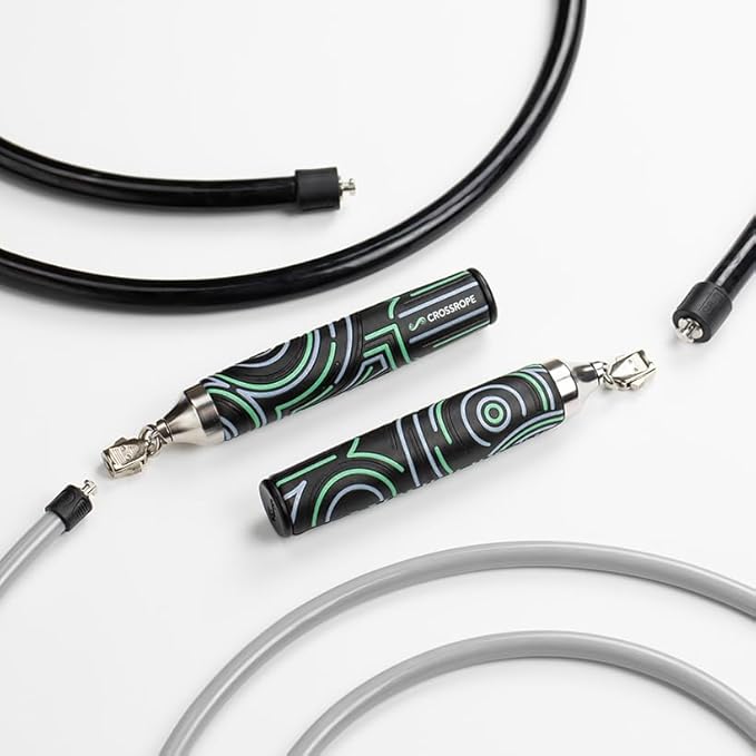 Crossrope Get Strong Set - Weighted Jump Ropes for Strength Training - Improve Power and Endurance in a Fun Jump Rope Workout - 1LB and 2LB Ropes with Power Handles-StrideForce Fitness