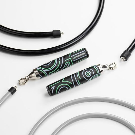 Crossrope Get Strong Set - Weighted Jump Ropes for Strength Training - Improve Power and Endurance in a Fun Jump Rope Workout - 1LB and 2LB Ropes with Power Handles-StrideForce Fitness