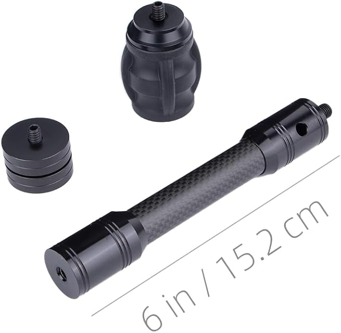 Archery Bow Stabilizer for Compound Bow, Carbon Fiber Bow Balance Bar, Damping System and Weights Kit, 6/8/10/12/in-StrideForce Fitness