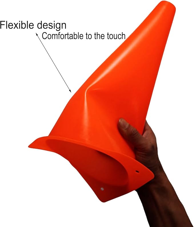 12 Inch Traffic Training Cones, 12 Pack Cones Sports Training Agility Plastic Safety Parking Cones, Agility Field Marker Cones for Soccer Basketball Football, Outdoor Sport Activity-StrideForce Fitness