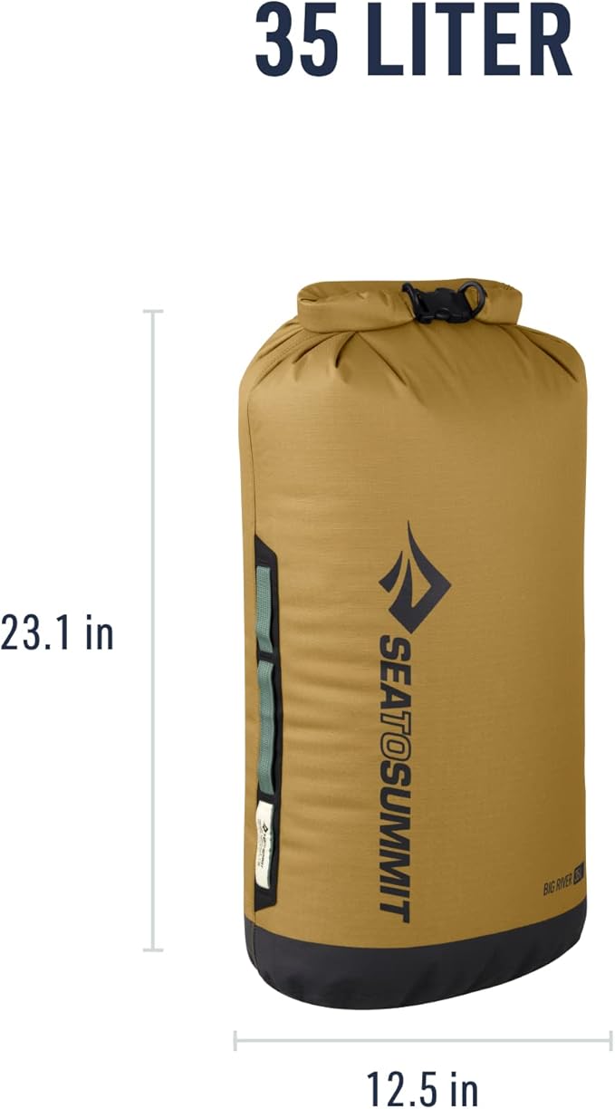 Sea to Summit Big River Dry Bag, Heavy-Duty Dry Storage, 35 Liter, Gold Brown-StrideForce Fitness