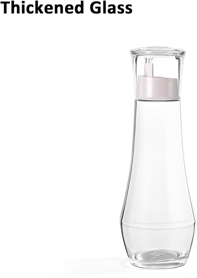 Mouthwash Dispenser For Bathroom, Glass Mouth Wash Dispensers With Cup, Mouthwash Container Bottle Holder For Adults/Kid, 8.8 OZ, Set Of 2