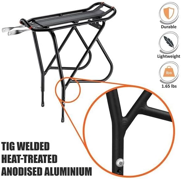 Ibera Bike Rack - Bicycle Touring Carrier Plus+ for Disc Brake/Non-Disc Brake Mount, Fat Tire Bikes, Frame-Mounted for Heavier Top & Side Loads, Height Adjustable for 26"-29" Frames-StrideForce Fitness