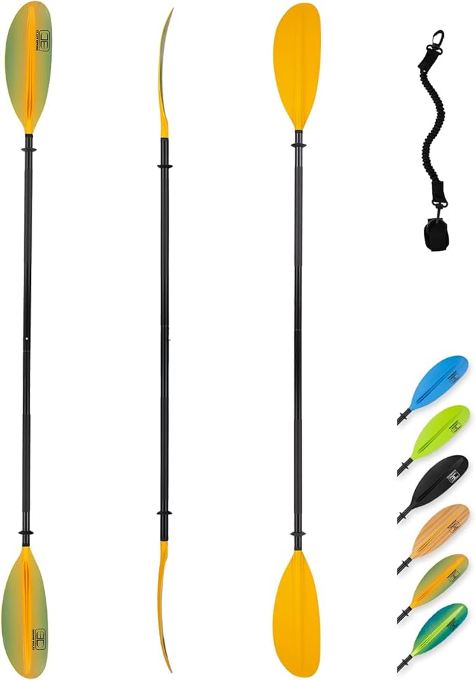 OCEANBROAD Kayak Paddle 86in/218cm, 90.5in/230cm, 95in/241cm Alloy Shaft Kayaking Boating Canoeing Oar with Paddle Leash-StrideForce Fitness