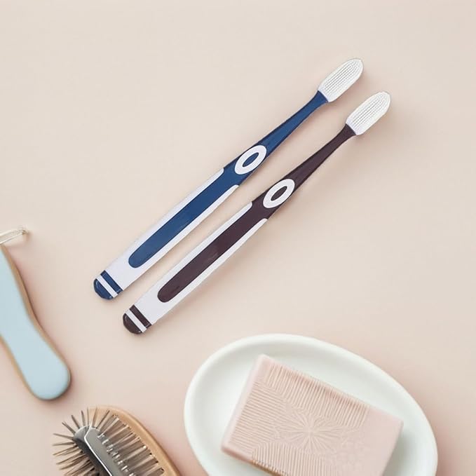 8PCS Soft Bristle Toothbrushes for Adults Family Pack Silicone Heads with Ultra-Soft Bristles Gentle Sensitive Teeth and Gums Portable Travel Tooth Brushes in Colors