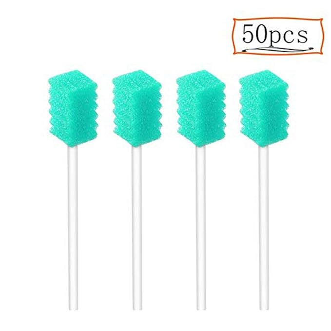(50 Pack) Disposable Oral Swabs, Sterile Dental Sponge Swabsticks Unflavored for Mouth & Gum Cleaning