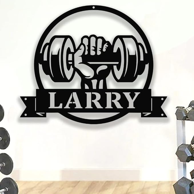 Custom Name Gym Metal Sign for Home Workout Room, Powerlifting Garage Center Motivational Decor, Personalized Fitness Wall Art Gift for Women, Men, Dad, Papa, Grandpa, Mother, Sister, Girls-StrideForce Fitness