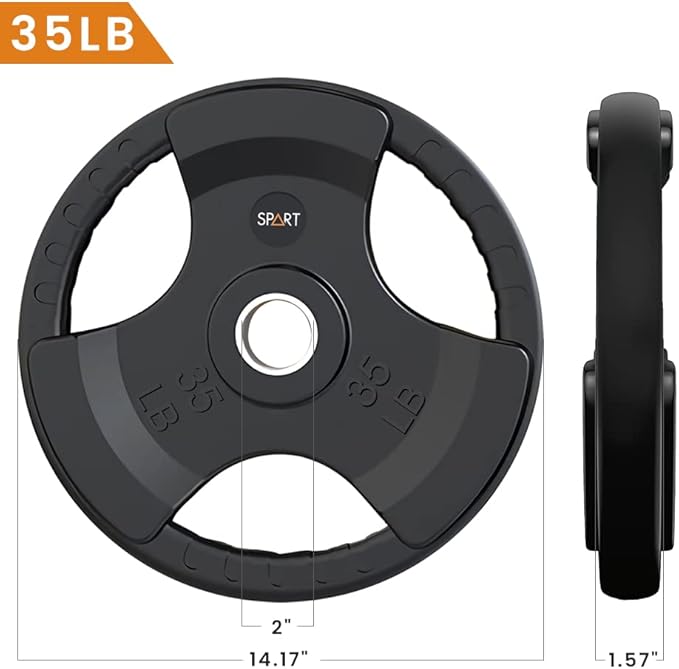 SPART Weight Plate 2-Inch Rubber Coated Olympic Grip Plate for Barbell,Solid Cast Iron Weight Plates in Pairs or Single for Strength Training,Weightlifting,Crossfit,Home Gym(5LB/10LB/25LB/35LB/45LB)-StrideForce Fitness