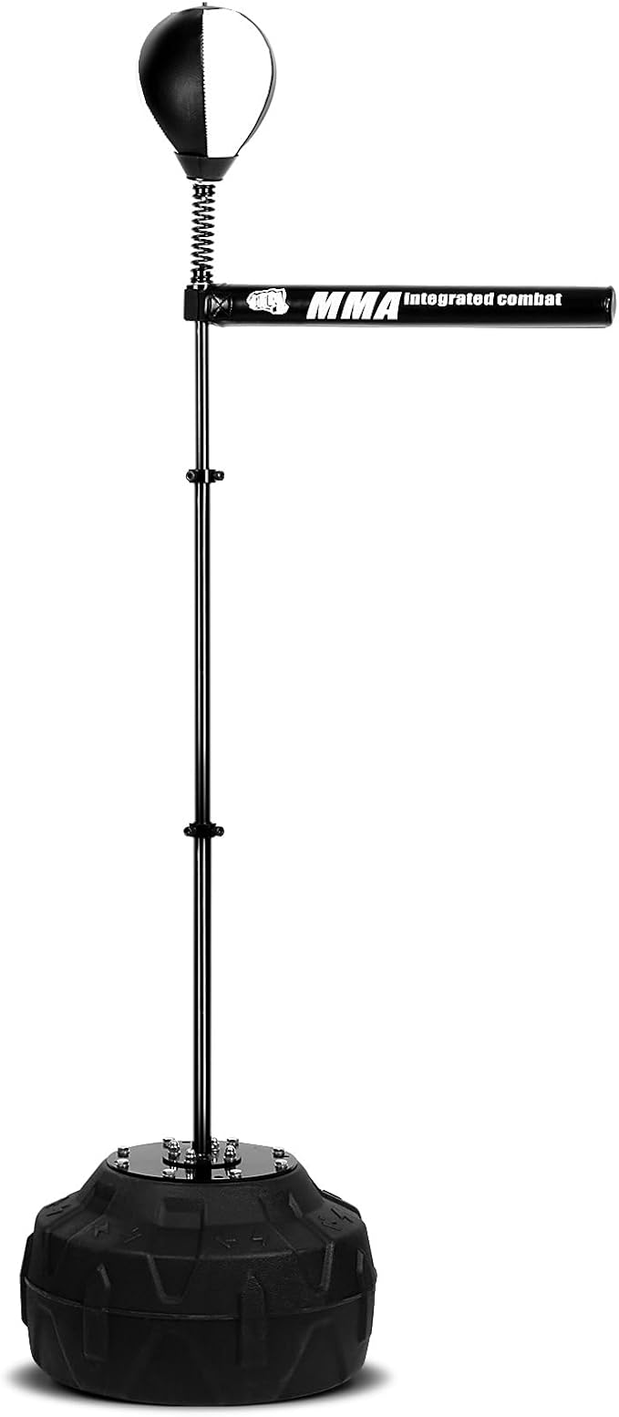 INNOLIFE Spinning Bar Boxing 360°Black White Speed Trainer Free Standing Punching Bag Adjustable Height Ideal for Adults and Youth Enhance Reflexes and Boxing Skills-StrideForce Fitness