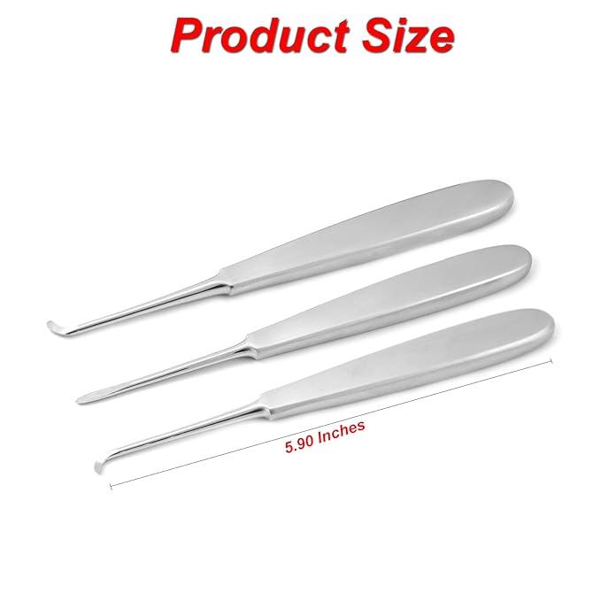 MEDSPO Professional Dental Instruments Osteotome Periotome Luxating Elevator Implant | Orthodontic PDL Teeth | Surgical Root Extraction Spreading (Warwick James Elevator set of 3)