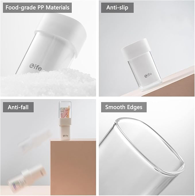 Portable Travel Toothbrush Case, Covered Toothbrush Cup Holders, Toothbrush and Toothpaste Travel Case, Toothbrush Storage Organizer Container for Traveling Bathroom(Pink)